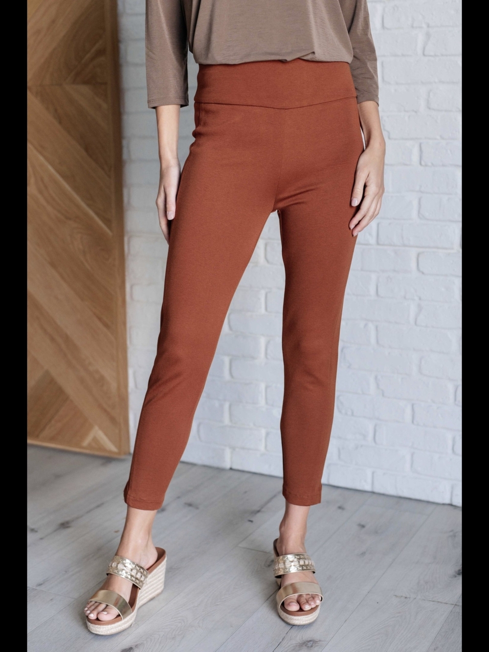 New Dear Scarlett Rust Magic High Waist Skinny Pants Size XL